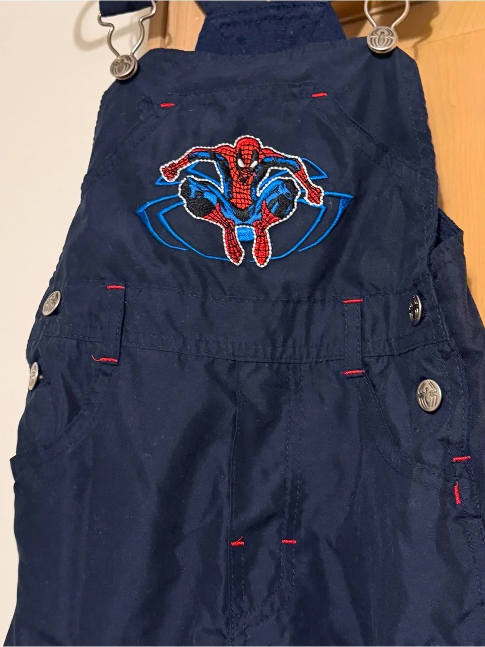 Vintage Spiderman Overalls Boys Toddler Size 24m Blue Y2K Marvel